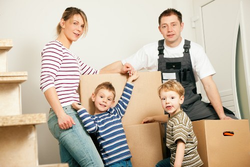 Packing boxes and household items prepared for van transport