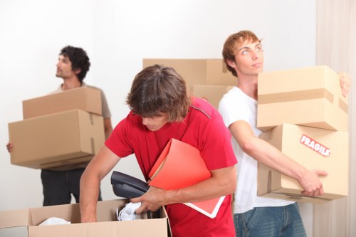 Local business move with furniture and equipment being prepared for transport